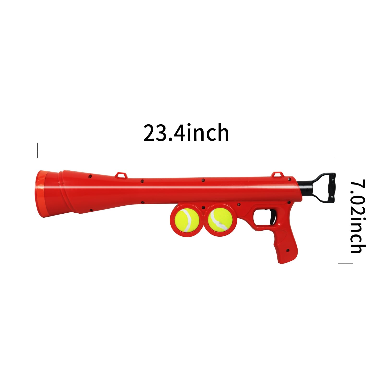 Lanceur de balles pour chien pour animal de compagnie, lanceur de balles pour chien avec 2 balles de tennis et bandoulière, 59,4 cm, longue portée de 59,4 cm, jouet pour toutes les races