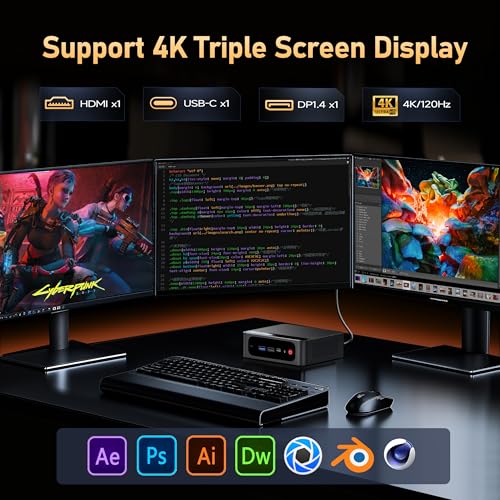 Image of Beelink SER5 Max Mini PC, 7735HS AMD Ryzen R7 (8C /16T,Up to 4.75GHz) 24GB LPDDR5 1TB PCle4.0 SSD Mini Computer, Radeon 680M 12CU 2200MHz, 2.5G LAN /BT5.4 /Wifi6,HDMI /DP /Type-c /4K Triple Display Micro PC