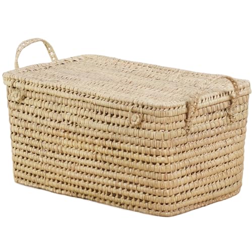 Bohome Living - Coffre de rangement en osier naturel tressé 60cm, avec couvercle de fermeture,...