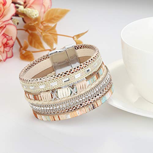 Fibo Steel Boho Wrap Bracelets Braided Leather Rope Bangle For Women Handmade Multi-Layer Cuff New Boho Wrap Bracelets Braided Leather Rope Bangle For Women Handmade Multi-Layer Cuff #TOP3