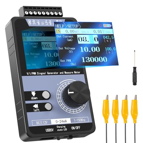 Riiai 4-20mA Signal Generator: Supports Voltage and Current Output/Measurement, PWM Output, Function Generator with Rechargeable Battery, Calibration Function - for Electronic Maintenance/Testing