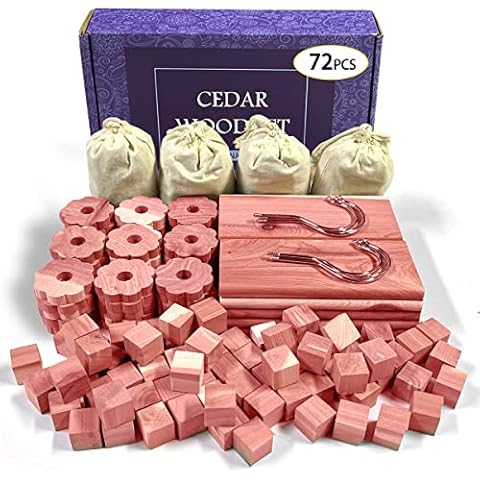 Cedar Space Cedar Blocks for Clothes Storage, 100% Aromatic Red Ceder Blocks, Cedar Planks, Cedar Accessories for Closets Storage, 72 Pcs Cover
