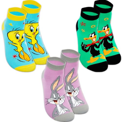 Looney Tunes Gripper Socks for Women - Bundle with 3 Pairs of Non-Slip Ankle Socks Featuring Tweety Bird, Bugs Bunny, More Plus Stickers | Looney Tunes Apparel Gift Set for Teens, Girls2