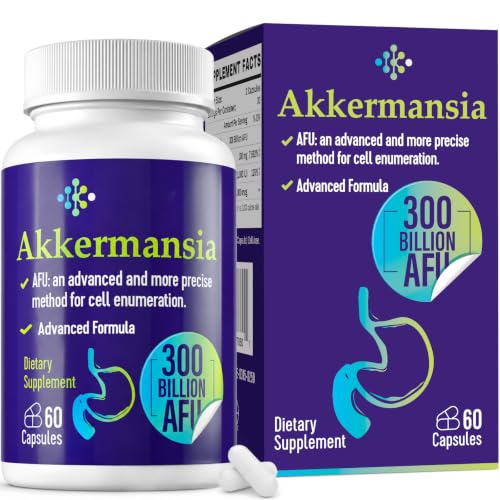 300 Billion AFU Akkermansia Muciniphila - A Live Probiotics for Women and Men Supports GLP-1 Digestive Gut Immune & Overall Health Enhances* Gut Digestive Lining function 60 Count (Pack of 1)