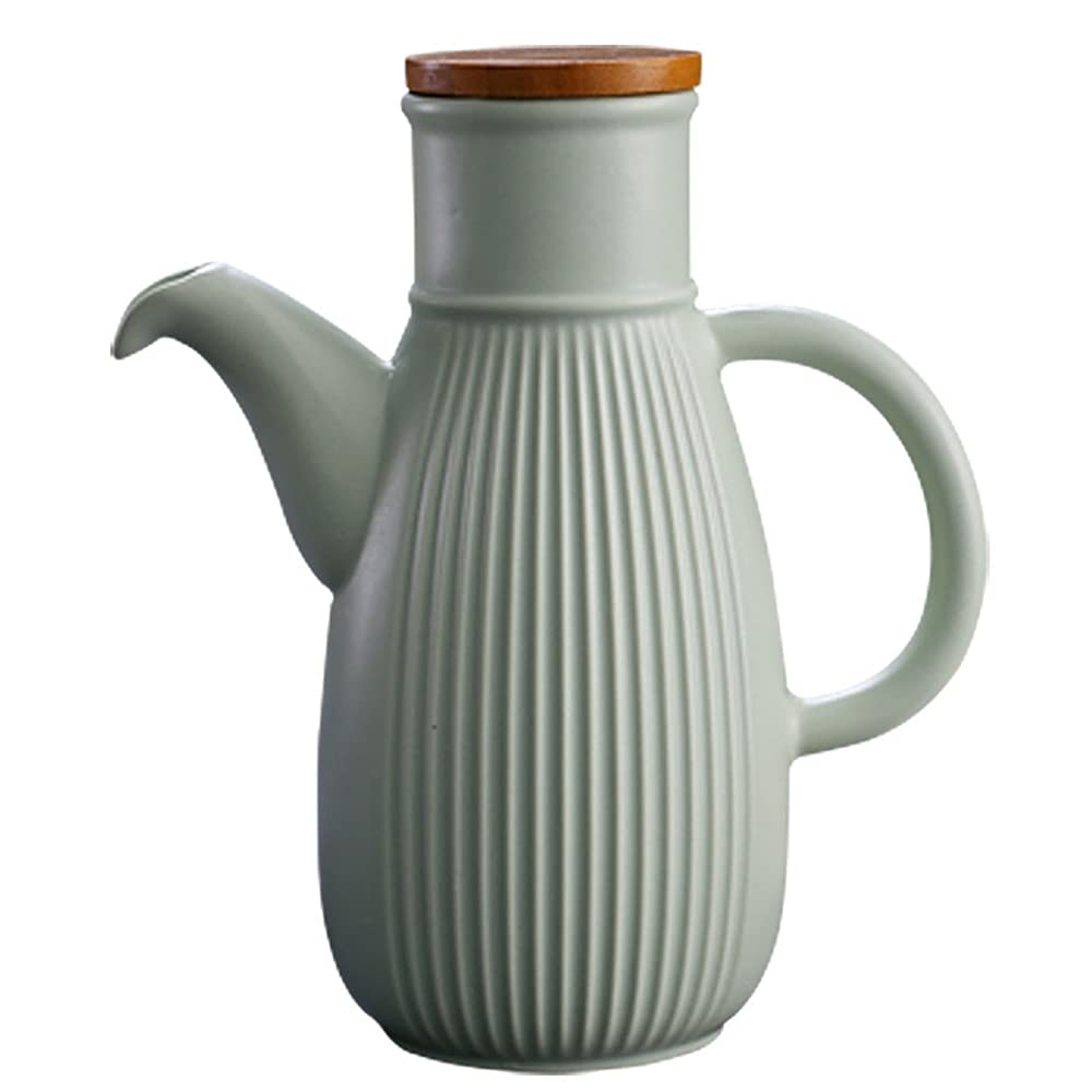 Botella De Aderezo Dispensador De Aceite De Oliva De Porcelana, Dispensador De Botella De Aceite De Oliva O Vinagre, Olla De Aceite De Cerámica A Prueba De Fugas, Utensilios De Cocina-green||750ml