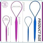 Teenitor 4pcs Pony Hair Tail Accessories, 2 Pairs French Braiding Tool, Turvy Styling Tool for Women Girls, Ponytail Pull Through Tool Purple/Blue - Image 2