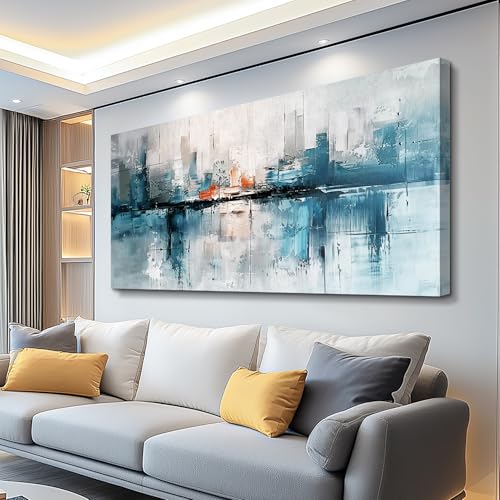 FUHAIHUA Canvas Wall Art For Living Room Large Wall Decor For Office Bedroom Wall Decor Abstract Painting Blue Wall Pictures Prints Wall Artwork Aesthetic Home Decoration Ready To Hang 24x48 In