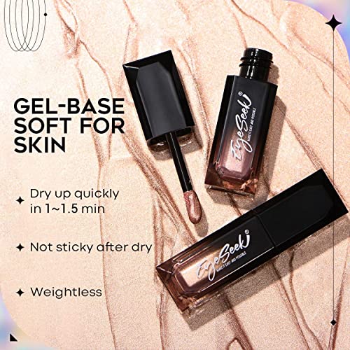 Eyeseek Liquid Eyeshadow Metallic Eye Makeup, Brilliant Cream Gel Shimmer Shadow Brightener - Rose Gold #TOP3