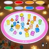 IMAGE φ19.6 Zoll Runde RGB-LED-Leuchtkasten 7 Farben, 3 Helligkeitsstufen, mit magnetischen Kacheln. Idealer LED Leuchttisch für Zeichnen, Skizzieren, Animation, Nachzeichnen und und Schreiben lernen