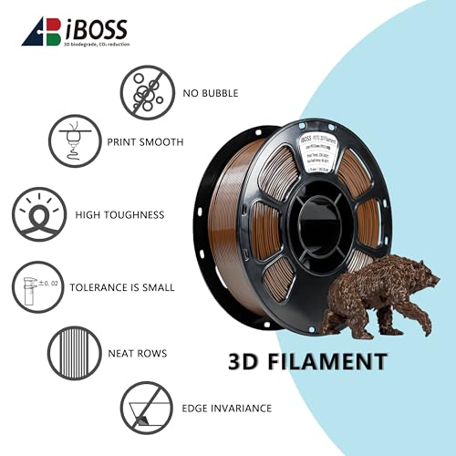 Image of iBOSS PETG 3D Printer Filament 1.75 mm Brown 1KG (2.2lbs) Spool 3D Printing Filament, Dimensional Accuracy + /- 0.02 mm, Neatly Wound 3D Filament Fit Most FDM 3D Printers (PETG Brown)