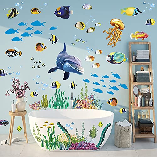 Vinilo Decorativo Pared Ocean Fish 3D Removible 4 Hojas miniatura 1
