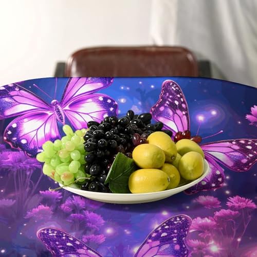 Nappe décorative violette sans plis 140x140 cm anti-tache pour table - 7
