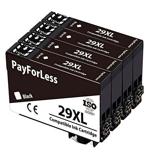 PayForLess 29XL Cartuchos de Tinta Compatible para Epson 29XL con Epson Expression Home XP-235 XP-245 XP-247 XP-255 XP-342 XP-332 XP-335 XP-345 XP-355 XP-352 XP-432 XP-435 XP-442 XP-445 (4 Negro)