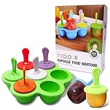 Silicone Popsicle Molds 7-cavity DIY Ice Pop Mold with Colorful Sticks For egg biting ice cream molds storage containers non stick cake molds (Green)