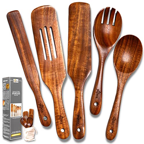 Spurtles Kitchen Tools as Seen on TV Natural Teak Wooden Spurtle Set