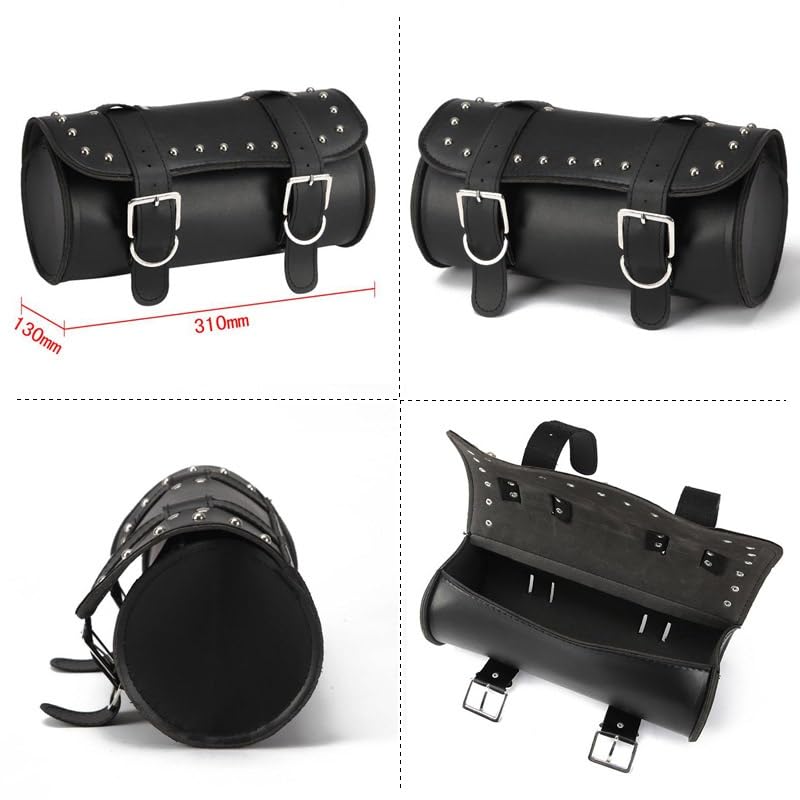 Sacoches De Selle En Cuir Noir Vintage - Dimensions 10x12 Pouces, Boucles, Très Bon état