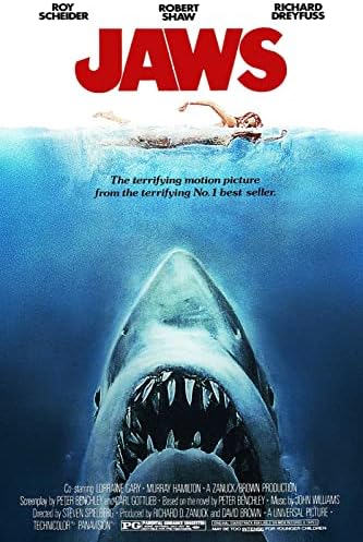 Jaws Classic Vintage 80's Movie Poster Art Glossy Poster (A4 210 × 297 mm)
