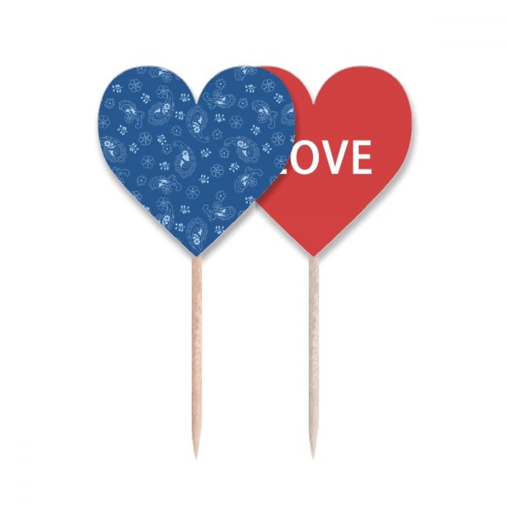 Cure-dents traditionnel à pois bleus en bois avec motif cœur de décoration