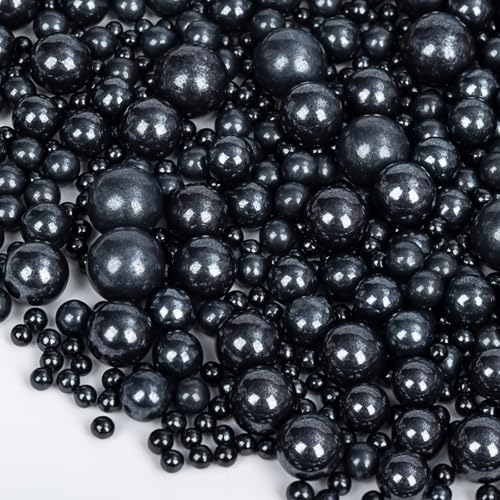 Image of Edible Black Pearl Sprinkles,Holiday Pearls Sugar Sprinkle,130g Mix Size Baking Cake Decorations Candy,Cupcake Toppers,Cookie Decorating Donuts Ice Cream Toppings,Birthday Party Supplies