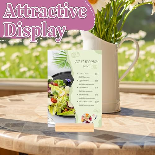 Image of 30Pcs 3.9x1.4 Inches Wood Table Number Stands, Wooden Place Card Holders, Acrylic Sign Holders for Wedding, Ceremony, Birthday, Party, Home Decoration, Events (3mm Slots)