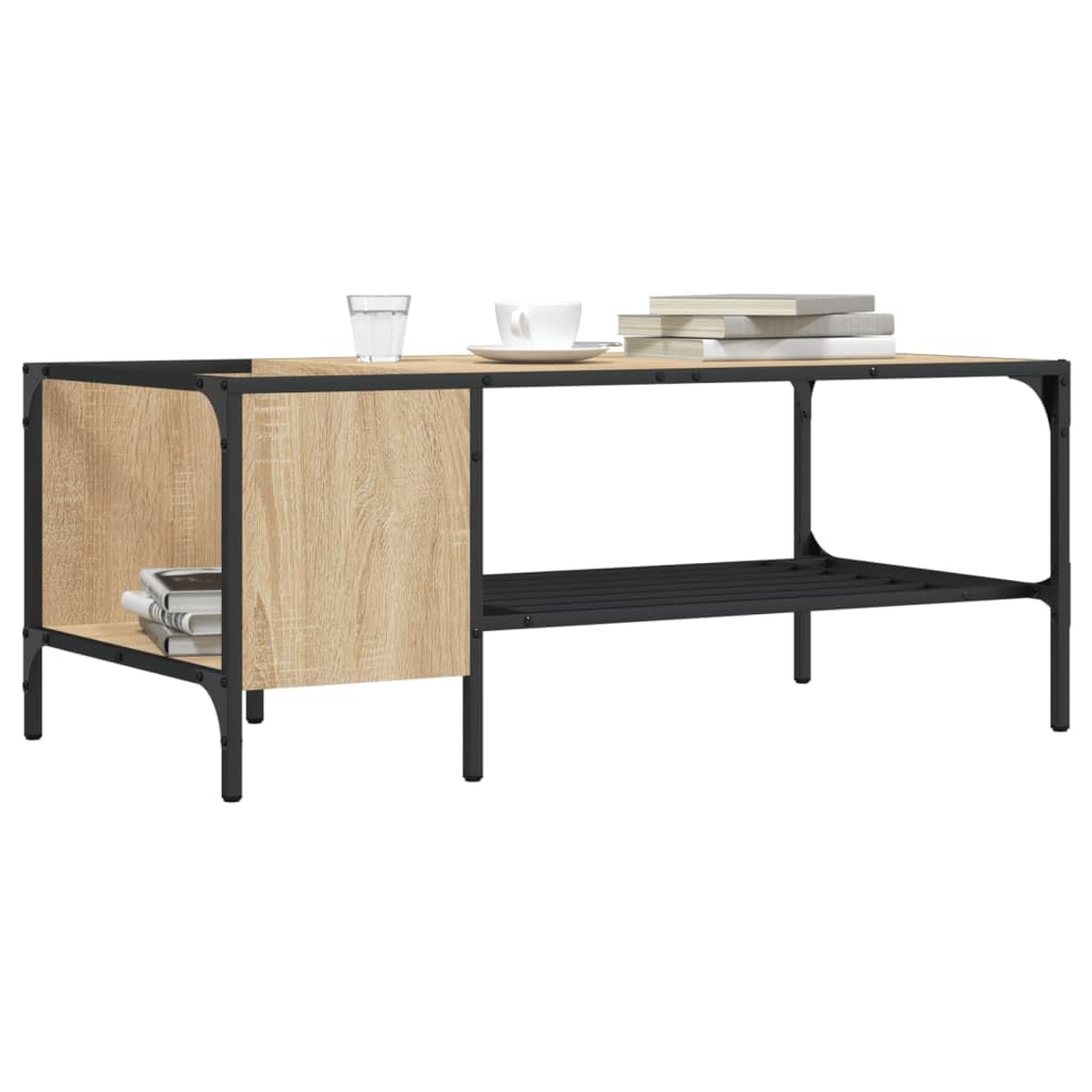 Mesa Centro Estante Madera ingeniería Roble Sonoma 100x51x40 cm Moderna,Mesa Auxiliar con Estante y Almacenamiento para Sala de Estar,Salón,Comedor