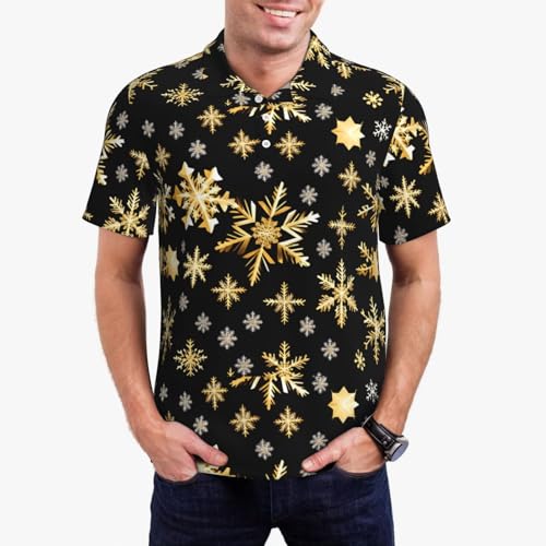 Polo manches courtes homme imprimé flocon or col classique