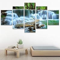 SIGNWIN 5 Panel Canvas Wall Art Modern Art Dramatic Farmhouse/Country Mountain Multicolor Nature Photography for Home Decorations Ready to Hang - 60