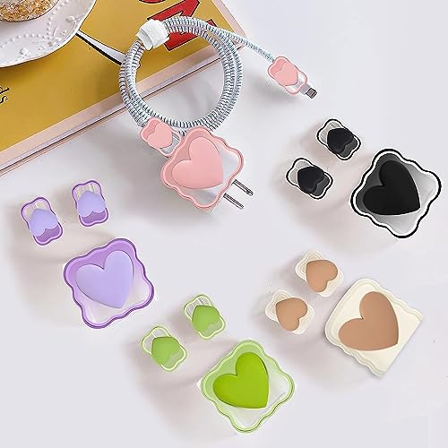 Image of INEFABLE Charger Case Cover Protector with 3D Cute Pattern for iPhone Charger only 18W & 20W, Data Charging Cable Wire Saver Protective Cable Cover Full Protection - Set Of 1 (Pink Heart)