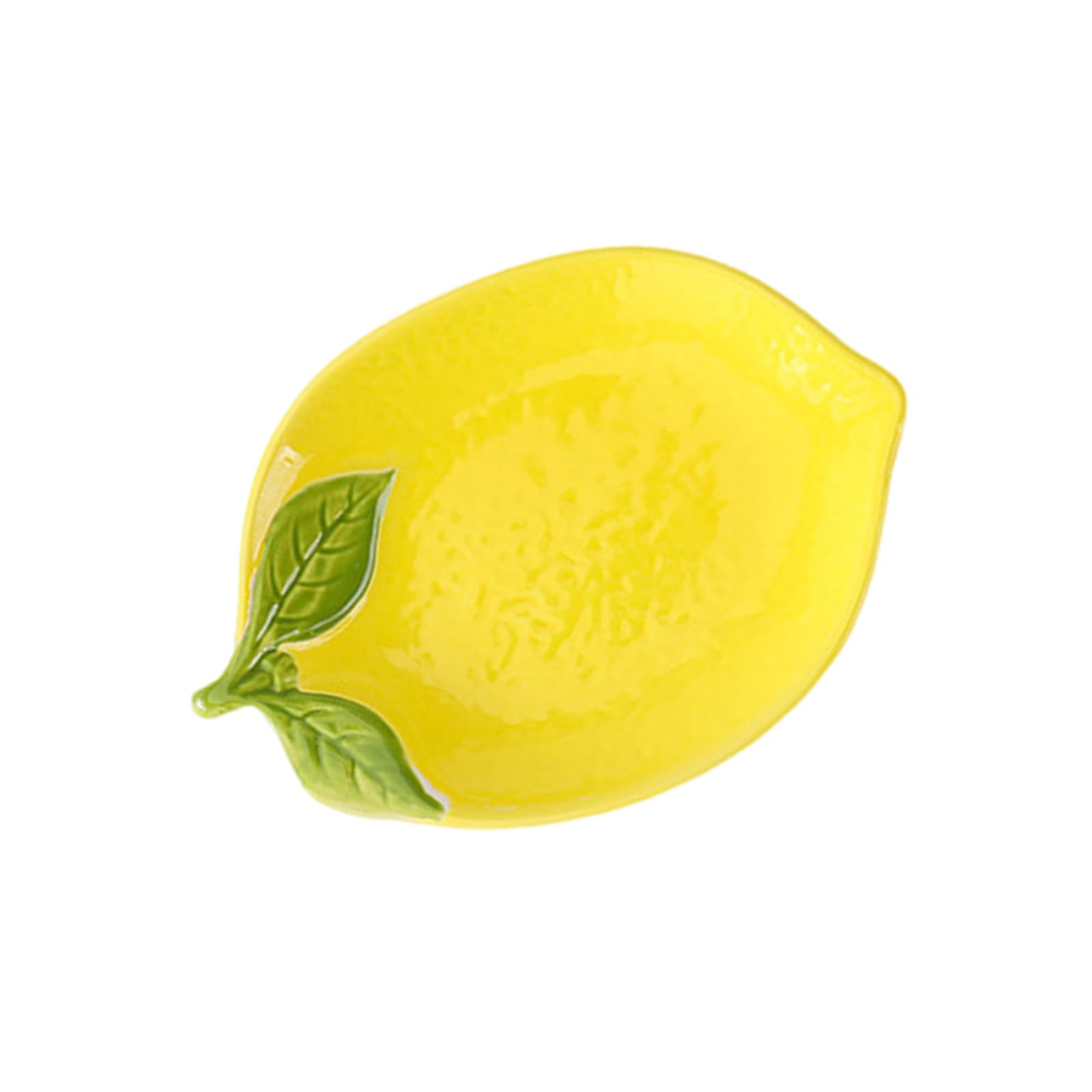 Elnwnnkc Ceramic Lemon Shape Spoon Rest Multipurpose Salad Dessert Serving Bowl Plate Tableware for Home Kitchens Lemon Shape Serving Plate Dishes