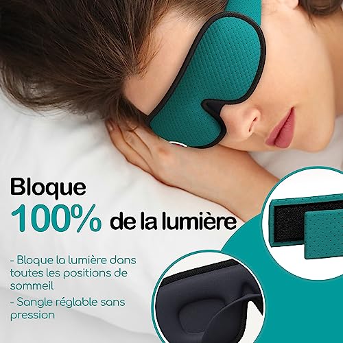Medi-Grade-Masque-Noir-3D-9pc-Masque-de-Nuit-Entierement-Occultant-Masque-Femme-et-Homme-en-Maille-Respirable-avec-Sangle-Ajustable-4x-Bouchons-doreilles-Sacoche-de-Voyage-Mousqueton