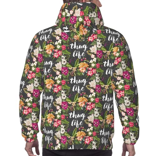 Sweat à capuche Thug Life : le pull fleuri chaud anti-bouloches