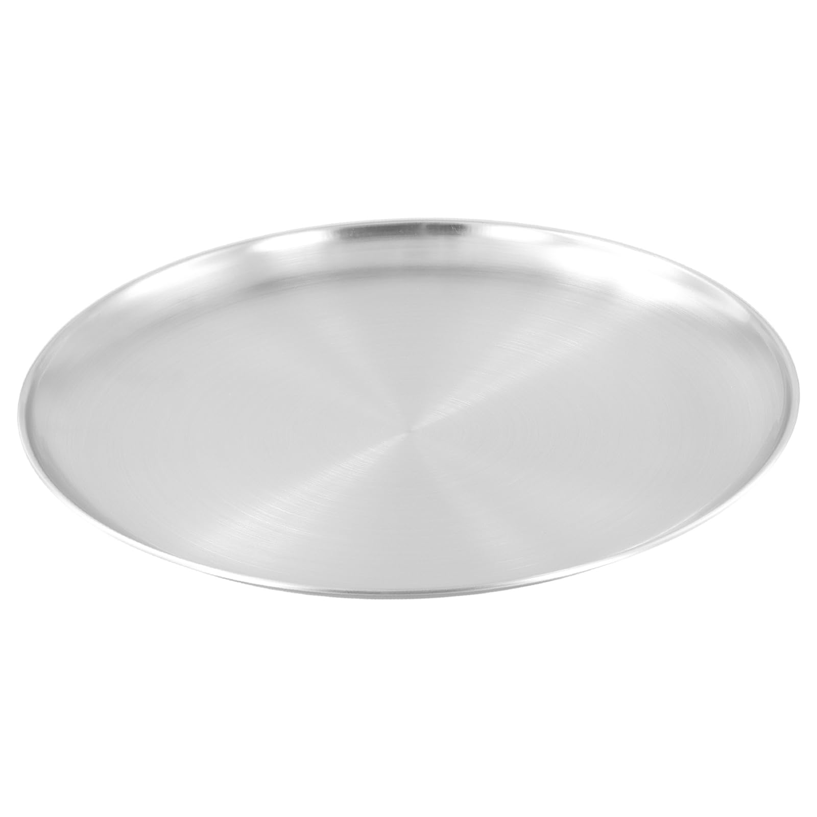 FUNSUEI 8 Pezzi Teglia per Pizza in Acciaio Inox, Piatti Rotondi 26 cm, Argento, Stoviglie Portatili per Campeggio, Cucina, Feste, Picnic e BBQ
