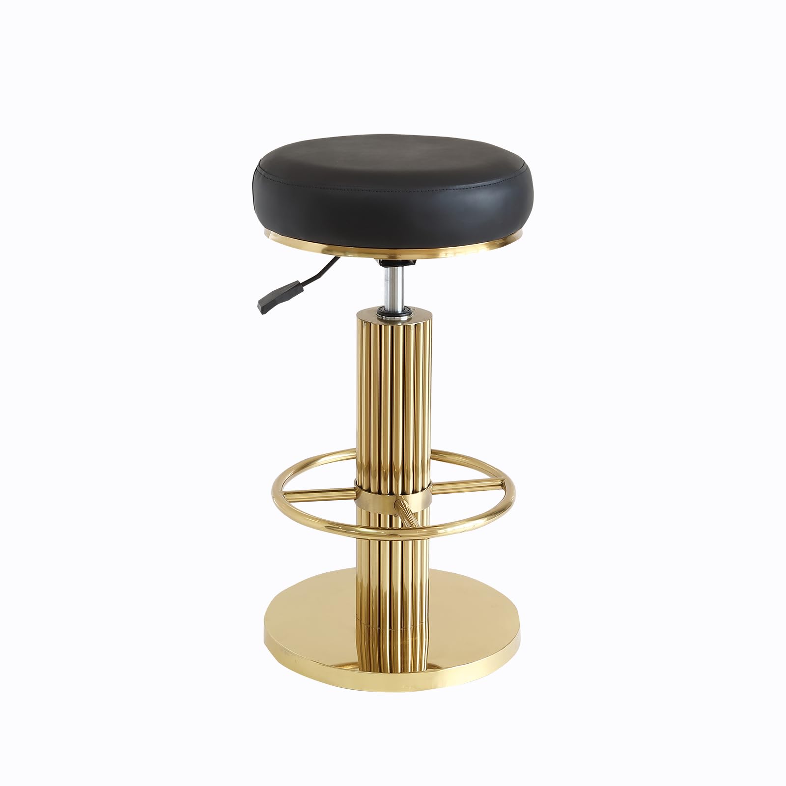 FUNROLUX Gold Bar Stools, Adjustable Swivel Backless Counter Stools, Black