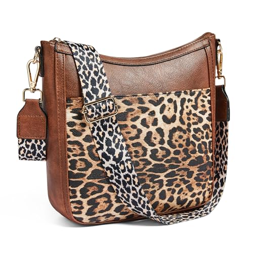 Image of Leather Crossbody Purse for Women Crossbody Bag for Daily Travel | Trendy Vegan Leather Medium Crossbody Purse with Adjustable Strap Women's Hobo Shoulder Handbags for Work