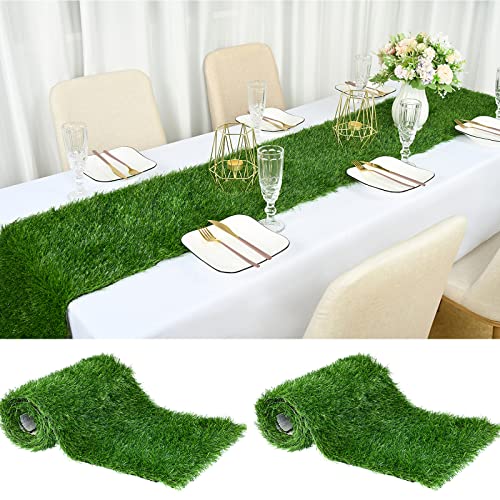 Teruntrue 2 Packs Artificial Grass Table Runner 14 x 72 Inch,Green Table Decoration Faux Grass Rug for Baseball Party Decorations Golf Party Decor Fake Moss Enchanted Forest Decorations Teruntrue 2 Packs Artificial Grass Table Runner 14 x 72 Inch,Green Table Decoration Faux Grass Rug for Baseball Party Decorations Golf Party Decor Fake Moss Enchanted Forest Decorations
