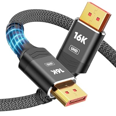 Highwings Displayport Cable 2.1, 16K DP 2.0 Cable 6FT [16K@60Hz, 8K@120Hz, 4K@240Hz 165Hz 144Hz] Support 54Gbps, HDCP DSC 1.2a, HDR10 FreeSync G-Sync for 3090 Graphics PC