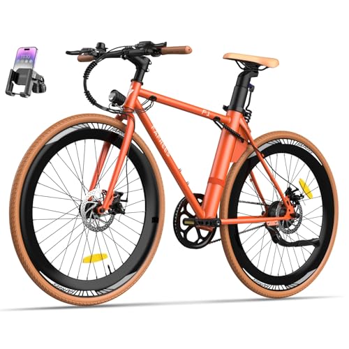 Fafrees F1 Bicicleta eléctrica, 250W Bicicleta de Carretera Eléctrica, Batería de 36 V 10 Ah, Neumáticos 700C * 38C, 25 KM/H, Alcante 40-65 KM, Bici Urbana Eléctrica Unisex Adulto (Naranja)