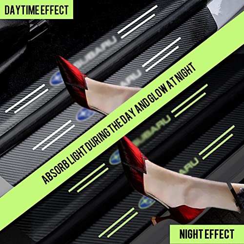 Atyuhua Car Door Sill Plate Protector Luminous For Subaru With Logo, Car Door Entry Guard Protection Sticker Self-Adhesive For Subaru, Carbon Black, Pack Of 4 (For Subaru) #TOP1