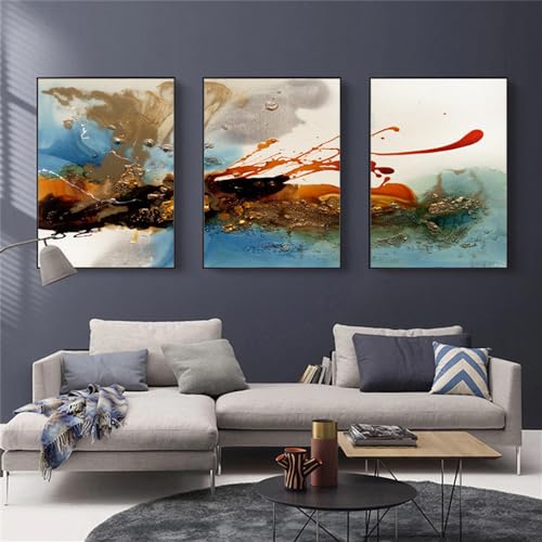 Cuadro abstracto colorido para cubrir paredes vacías set 3 lienzos nórdicos 50x75cm