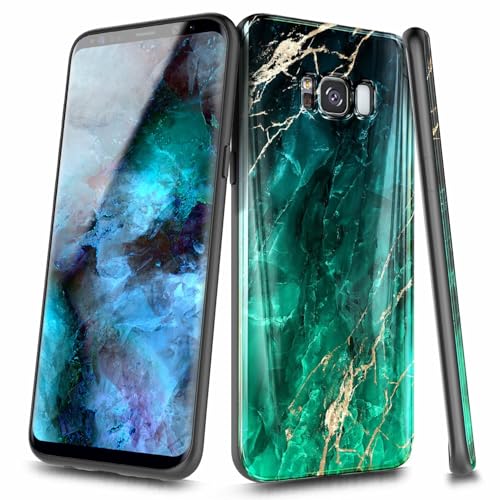 WDHD Compatible with Samsung Galaxy S8 Phone Case, Marble Green | Ultra Slim Thin Glossy Stylish Protective Cover
