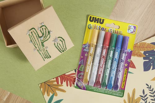 UHU Glitter Glue ORIGINAL, Tuben 6x10ml