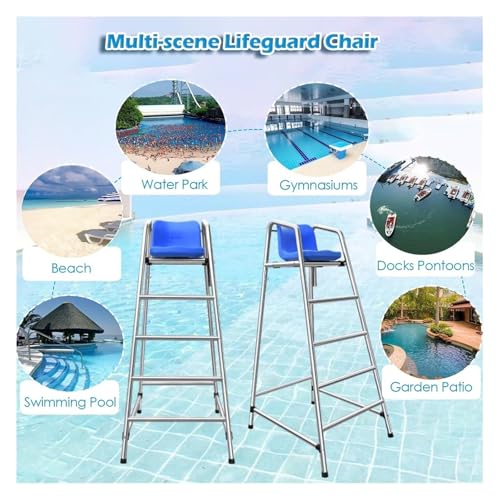 Silla alta de salvavidas para piscina de acero inoxidable miniatura 7
