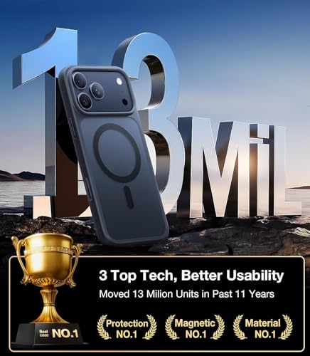 Image of TORRAS Shockproof Case for iPhone 17 Pro | Mil-Grade Protection | Fit for MagSafe | Translucent Cover Anti-Fingerprint&Scratch | Camera Control | Premium Imported | Guardian.M 6.3'' Black