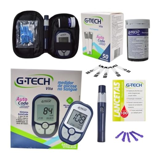 Kit Medidor de Glicose G-Tech Vita Com 60 Tiras + 110 Lancetas E Caneta Lancetadora - Glicosímetro Glicemia