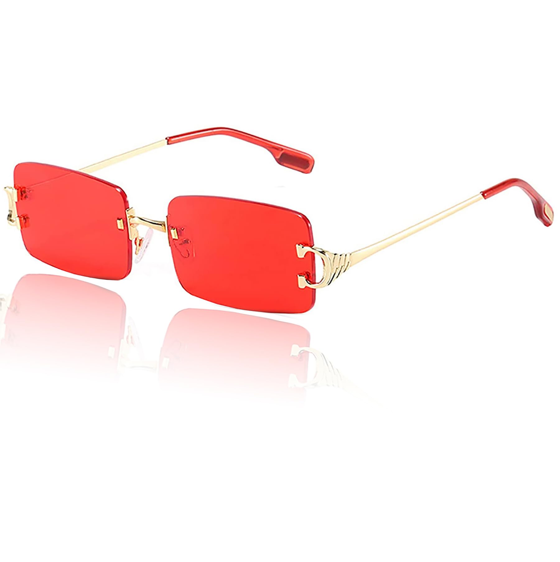 Rimless Sunglasses for Men Women 90s Frameless Rectangle Tinted Lens Sun Glasses Shades