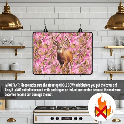 Image of Deer Branch Electric Stove Top Cover Heat Resistant Range Covers for Electric Stove Folding Dish Drying Mat Extra Large Glass Cooktop Covers Printed Flat RV Range Top Mats