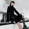 WEITING Abito Gotico Egirl Con Camicia E Gonna A Catena | Punk Harajuku, Cargo Shirt Set, Nero Grunge, Streetwear Autunno, Taglia XL, Look Sexy E Casual
