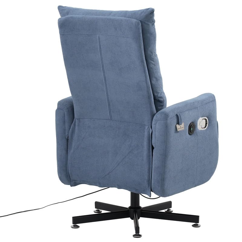 Image of Royaloak Austin Power Motion Recliner Chair 1S, High Backrest and Headrest, Fabric Upholstery, Swivel and Power Recline, Sturdy 5-Point Metal Base, Adjustable Seating Chair