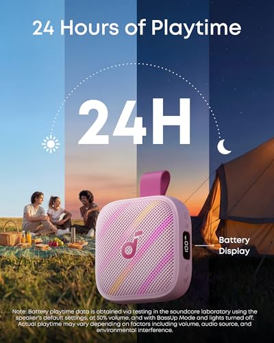 Image of Soundcore Boom Go 3i Portable Bluetooth Speaker by Anker, 15W Punchy Sound, 24H Playtime, IP68, BassUp 2.0, Emergency Charging, Bluetooth 6.0, Waterproof Speaker for Hiking /Cycling /Camping (Pink)