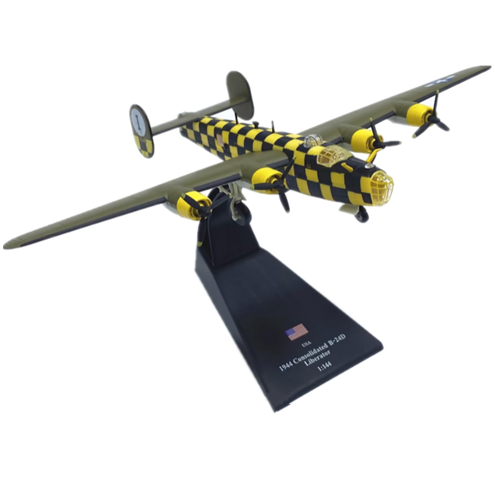 WANSUPYIN 1/144 Scale USA WWII B-24D Liberator Bomber Alloy Model Diecast Plane Model for Aviation Enthusiasts, Military Personnel, Collectors, Adults